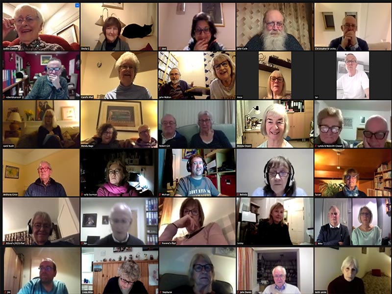 A screen capture of some of the attendees of Barn AGM