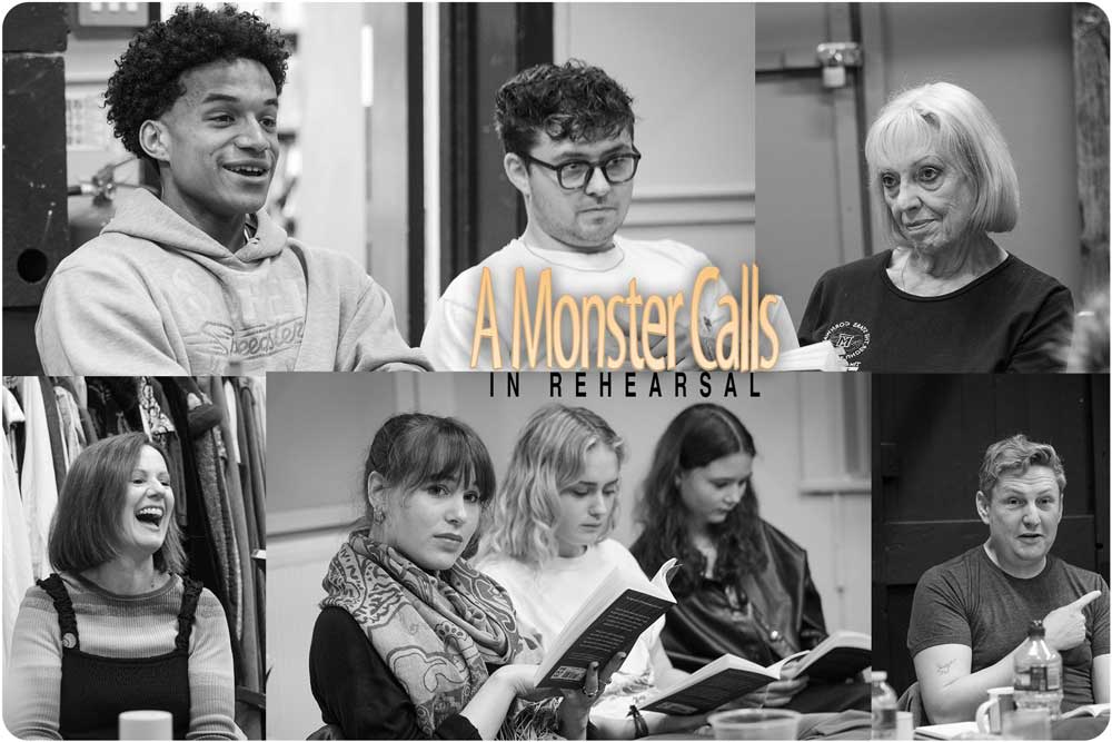 A photo montage of A Monster Calls in rehearsal