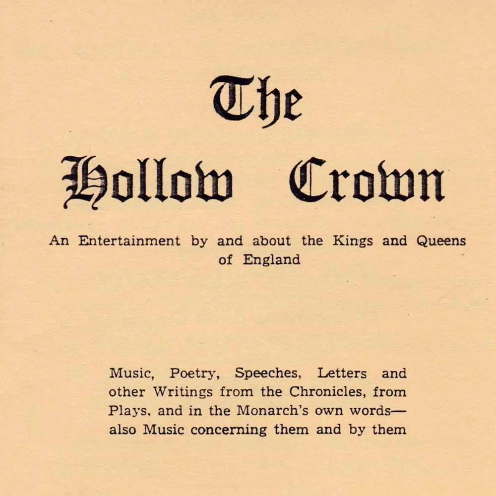 The Hollow Crown devised by John Barton at the Barn Theatre Welwyn Garden City, Hertfordshire